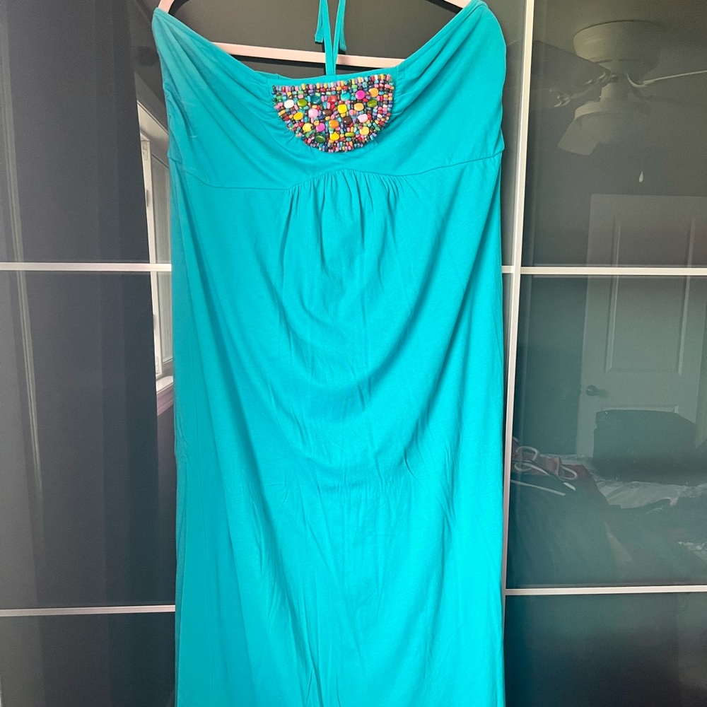 Avon NWOT halter maxi dress with beads